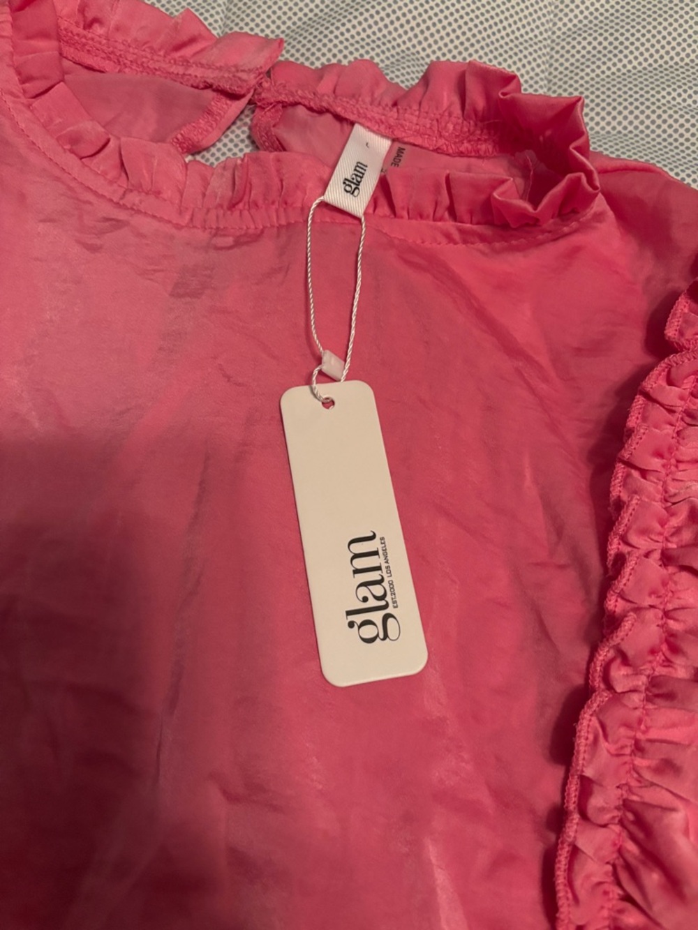 glam Pink Ruffle Sleeve Blouse